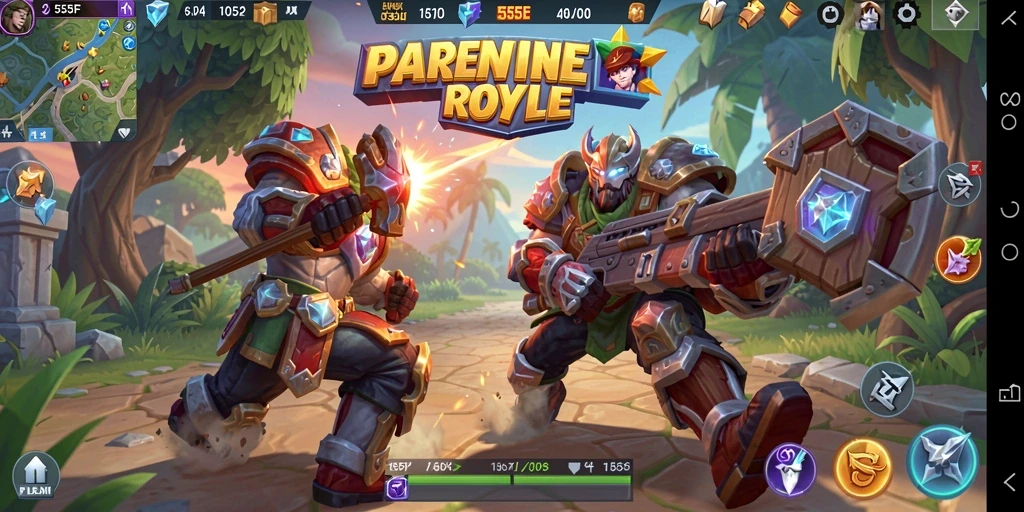 Tangkapan layar <strong>555F</strong> menunjukkan aksi pertempuran Battle Royale yang mendebarkan.