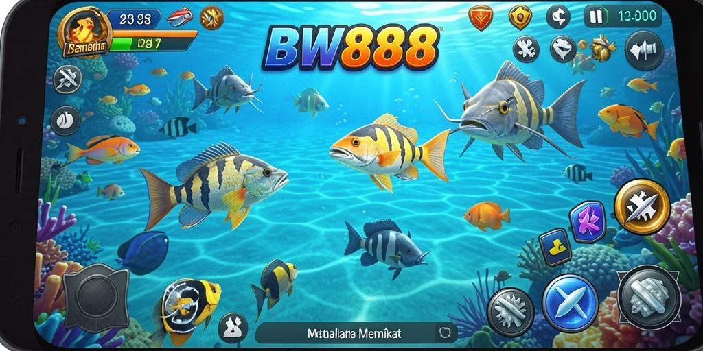 Screenshot BW888 menampilkan gameplay seru Tembak Ikan.