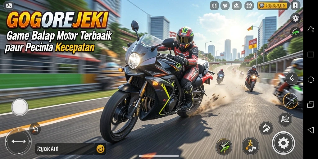 Gambar memperlihatkan aksi balapan seru di dalam GOGOREJEKI.