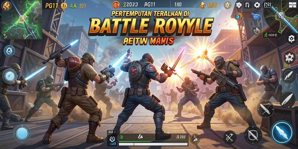 Tampilan gameplay PG11 yang seru di arena pertempuran Battle Royale.