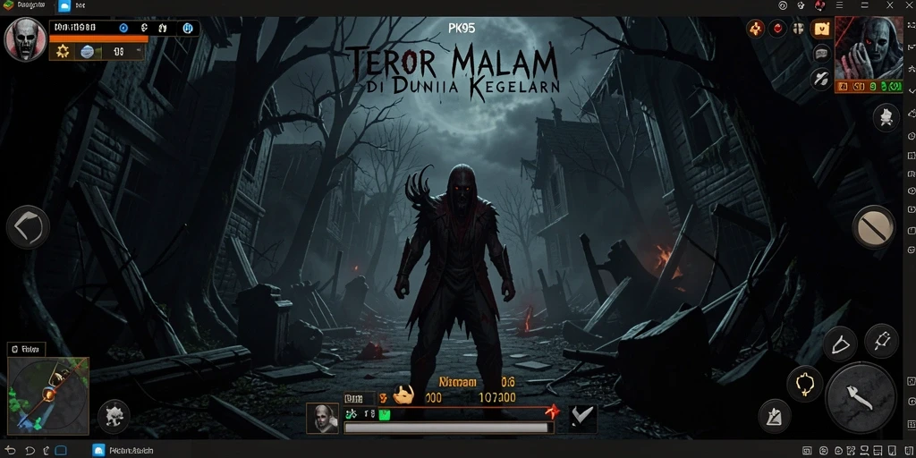 Screenshot PK95 menunjukkan karakter utama menjelajahi tempat angker.