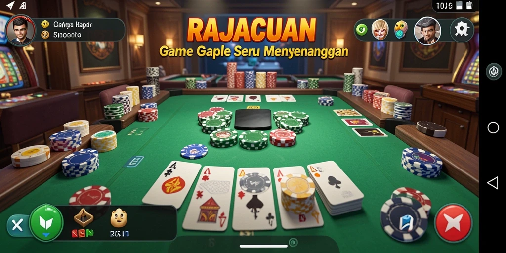 Tampilan gameplay seru dalam RAJACUAN yang membuat Gaple jadi lebih menarik.