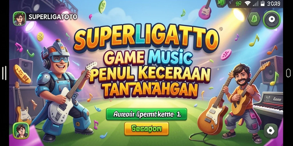 Screenshot gameplay SUPERLIGATOTO dengan antarmuka yang menarik.